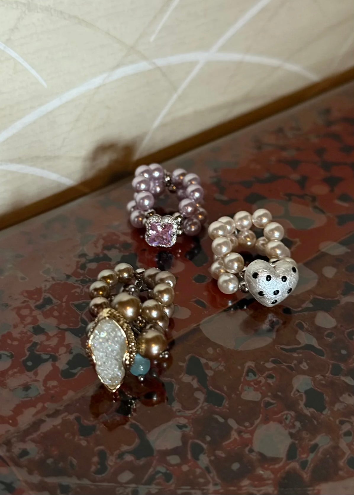 Bague en perle et huître