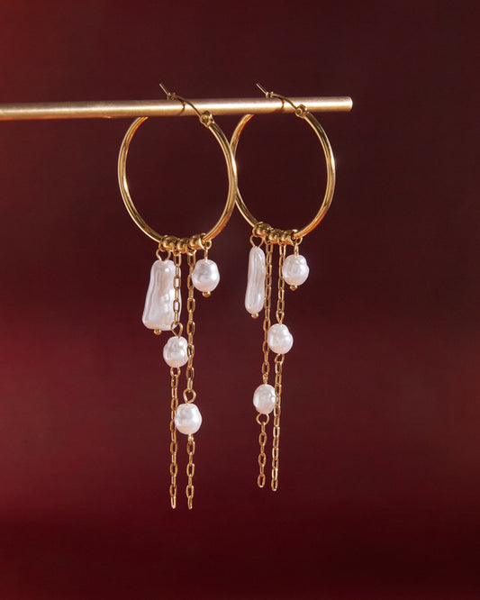 PEARL FRINGE EARRINGS