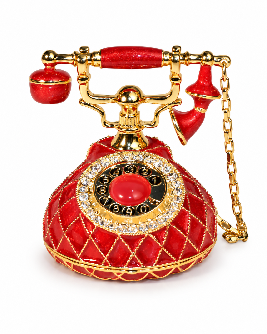 ENAMEL VINTAGE TELEPHONE TRINKET BOX