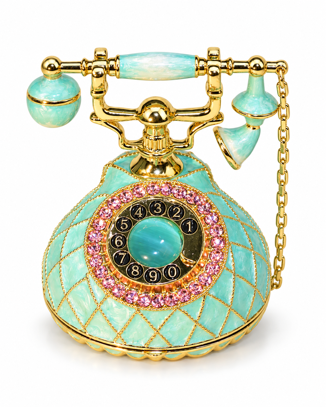 ENAMEL VINTAGE TELEPHONE TRINKET BOX