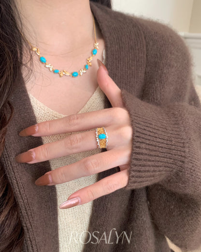 TURQUOISE BUTTERFLY NECKLACE BRACELET SET