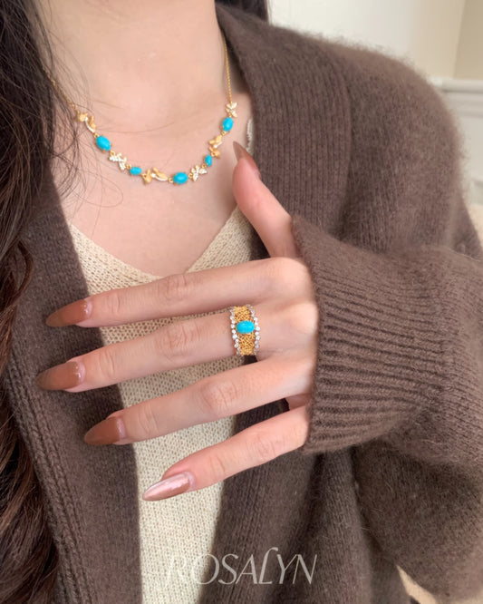 TURQUOISE BUTTERFLY NECKLACE BRACELET SET