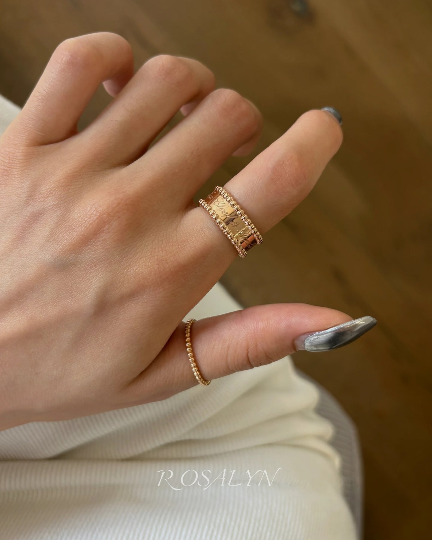 SIGNED RING AND BEAD RING
