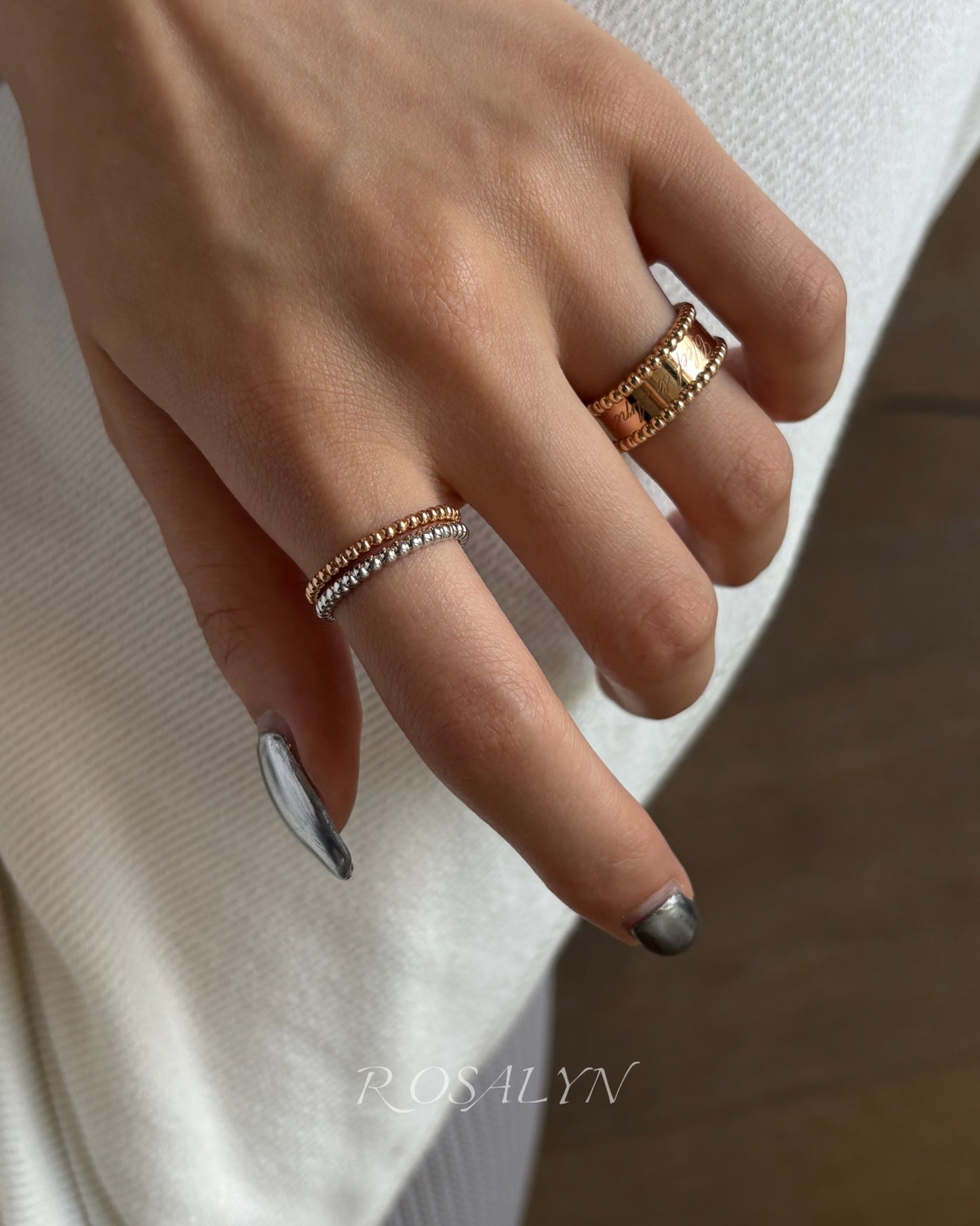 SIGNED RING AND BEAD RING