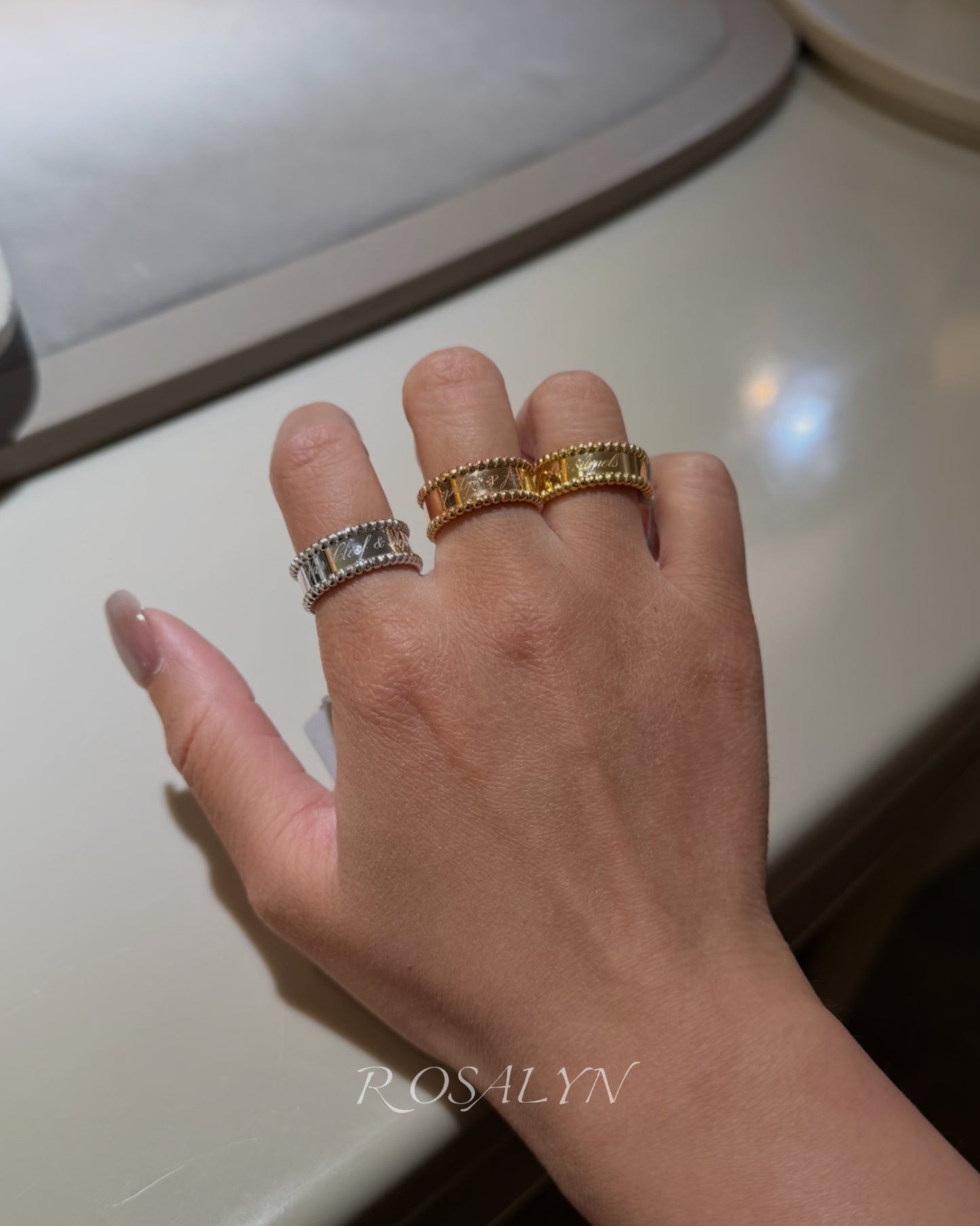 SIGNED RING AND BEAD RING