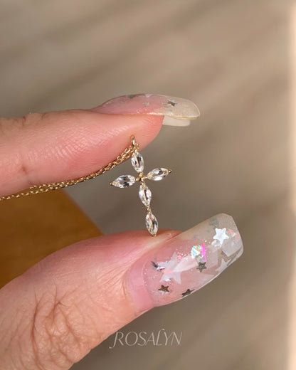 CRYSTAL-LIKE CROSS NECKLACE