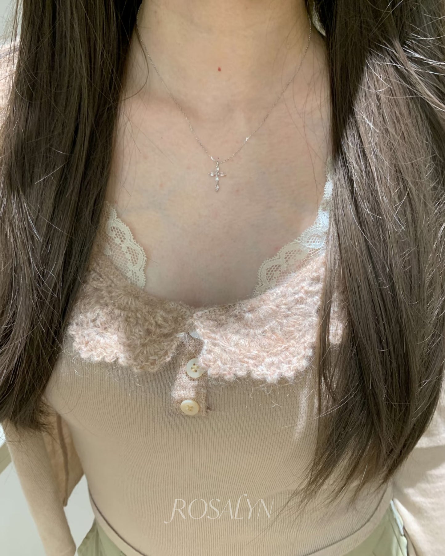 CRYSTAL-LIKE CROSS NECKLACE