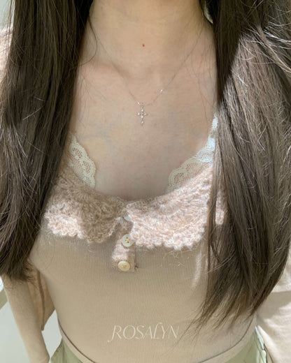 CRYSTAL-LIKE CROSS NECKLACE