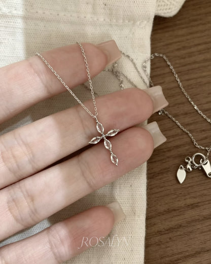 CRYSTAL-LIKE CROSS NECKLACE