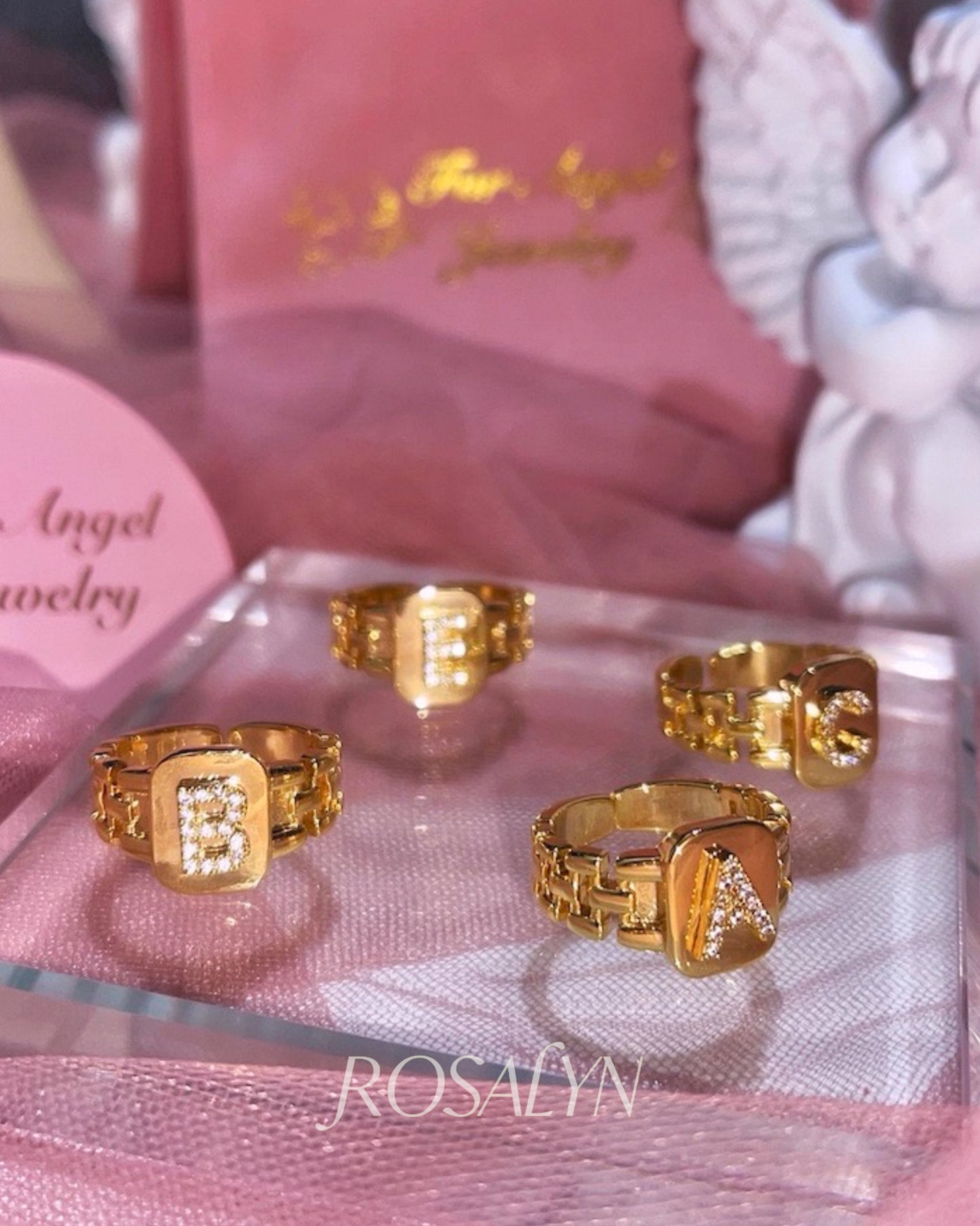 DIAMOND-ENCRUSTED LETTER RING