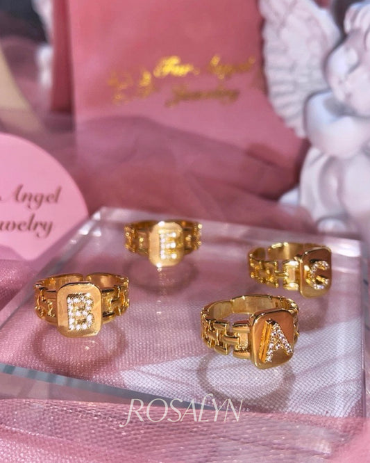 DIAMOND-ENCRUSTED LETTER RING