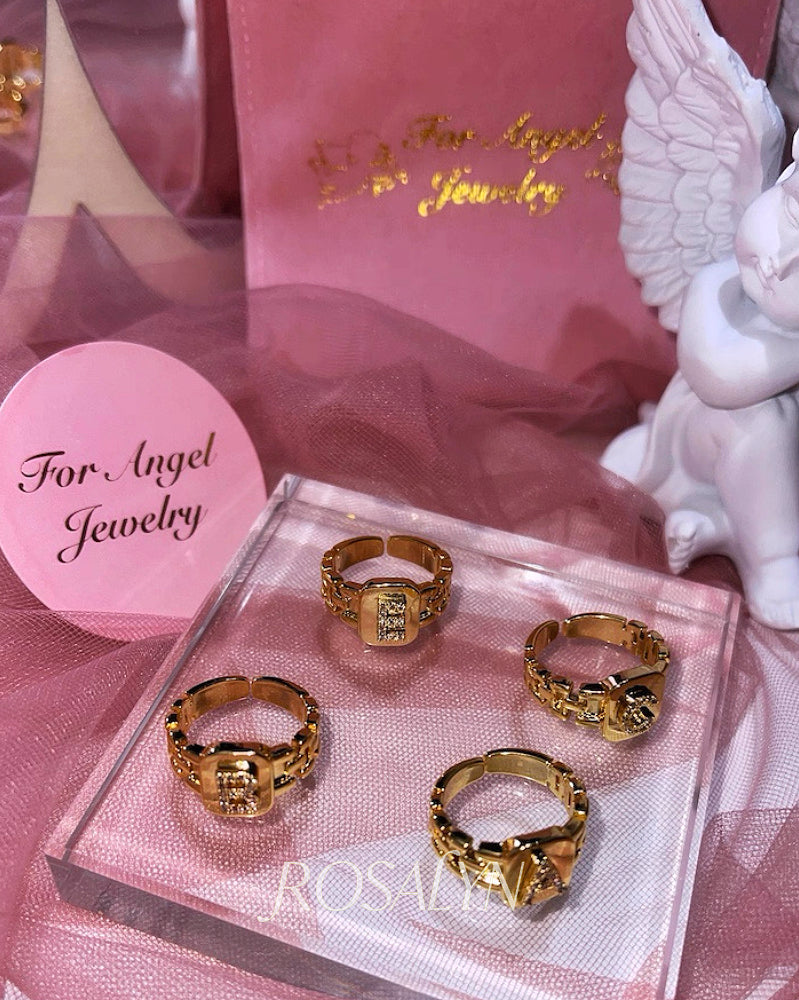 DIAMOND-ENCRUSTED LETTER RING