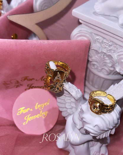 DIAMOND-ENCRUSTED LETTER RING