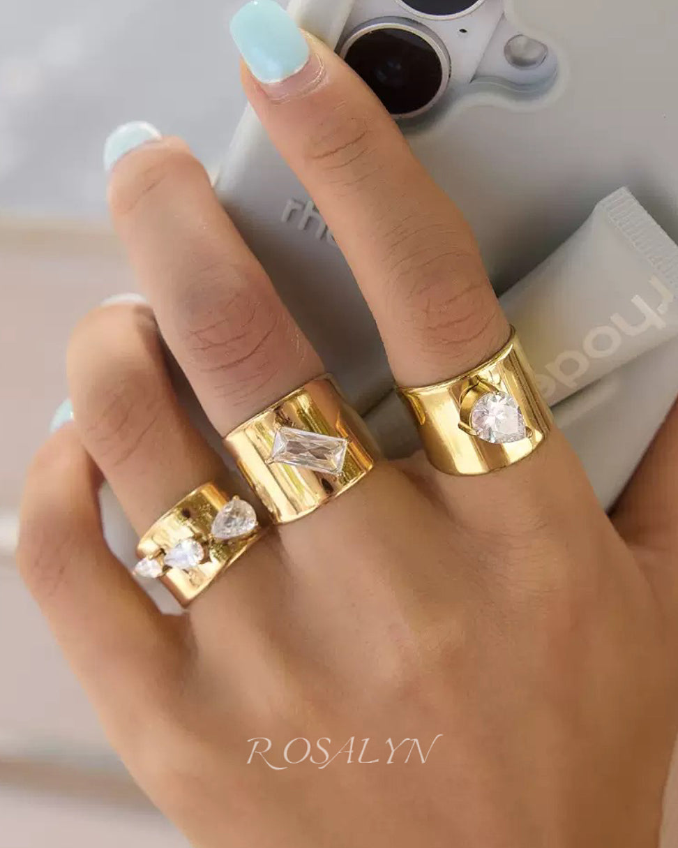 GOLD CZ BAND RING