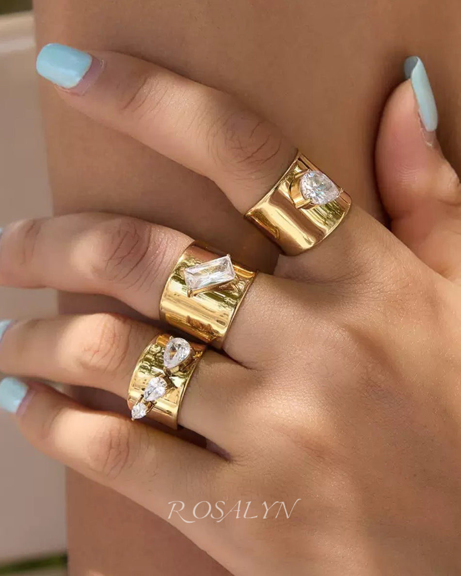 GOLD CZ BAND RING