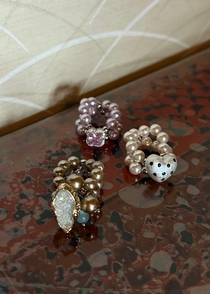 Bague en perle et huître