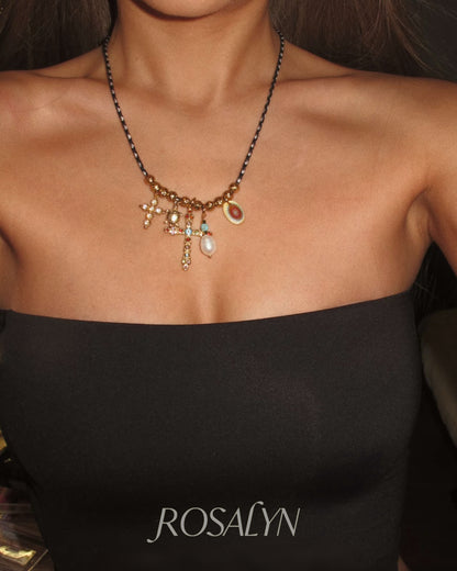 Braided rope flash diamond necklace