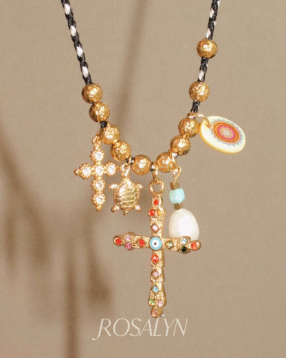 Braided rope flash diamond necklace