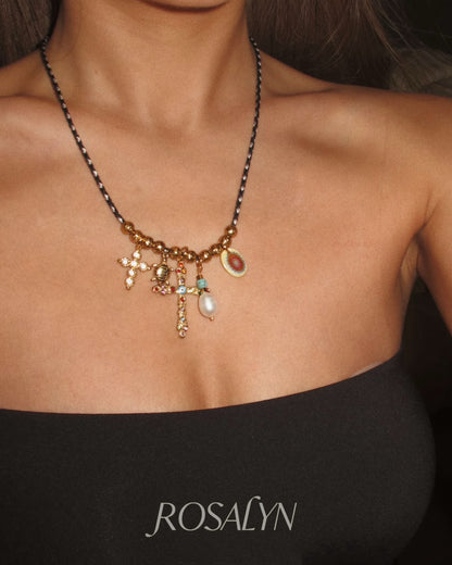 Braided rope flash diamond necklace