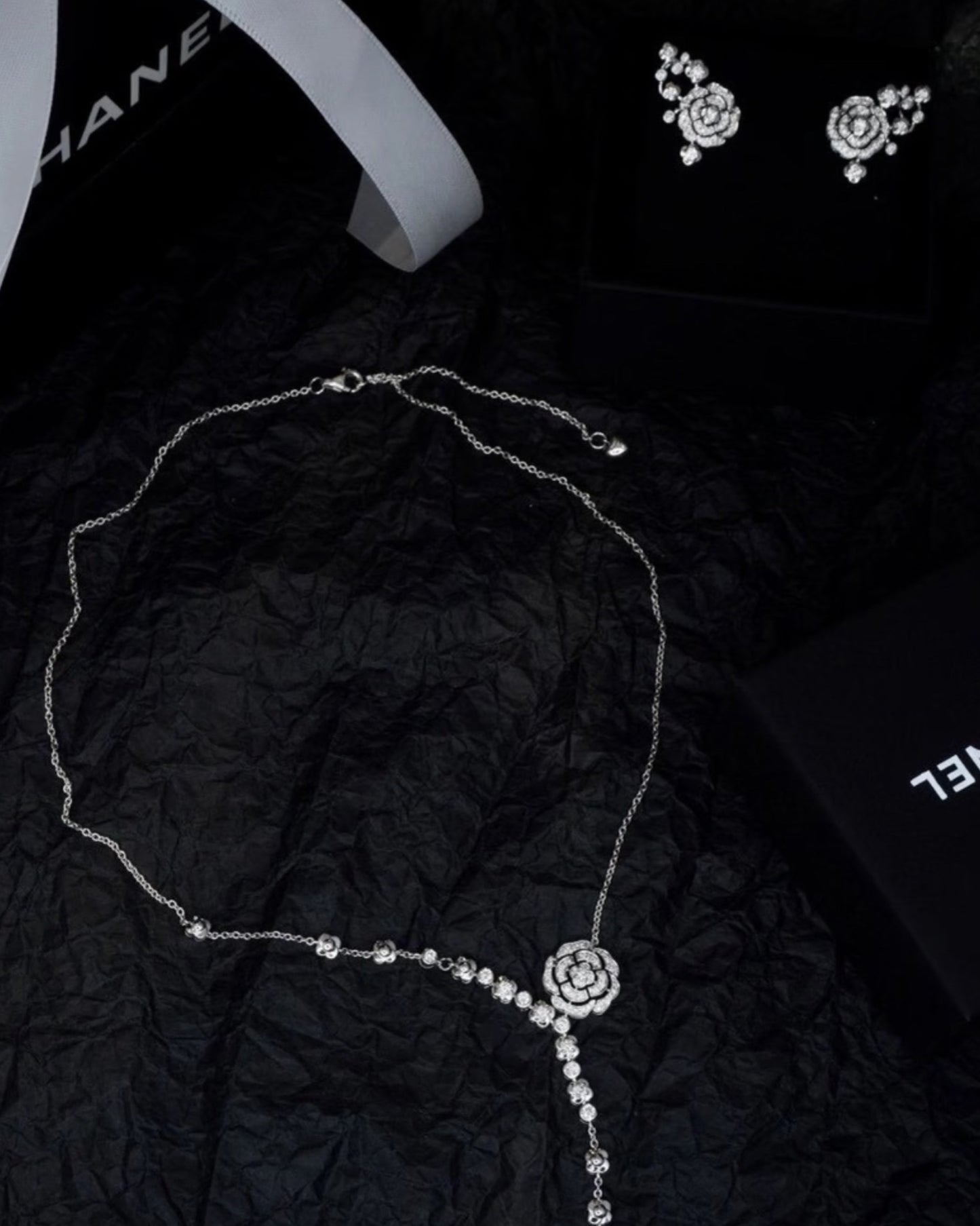 CAMELLIA FLOWER NECKLACE EARRINGS