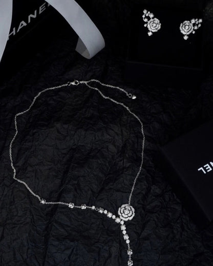CAMELLIA FLOWER NECKLACE EARRINGS