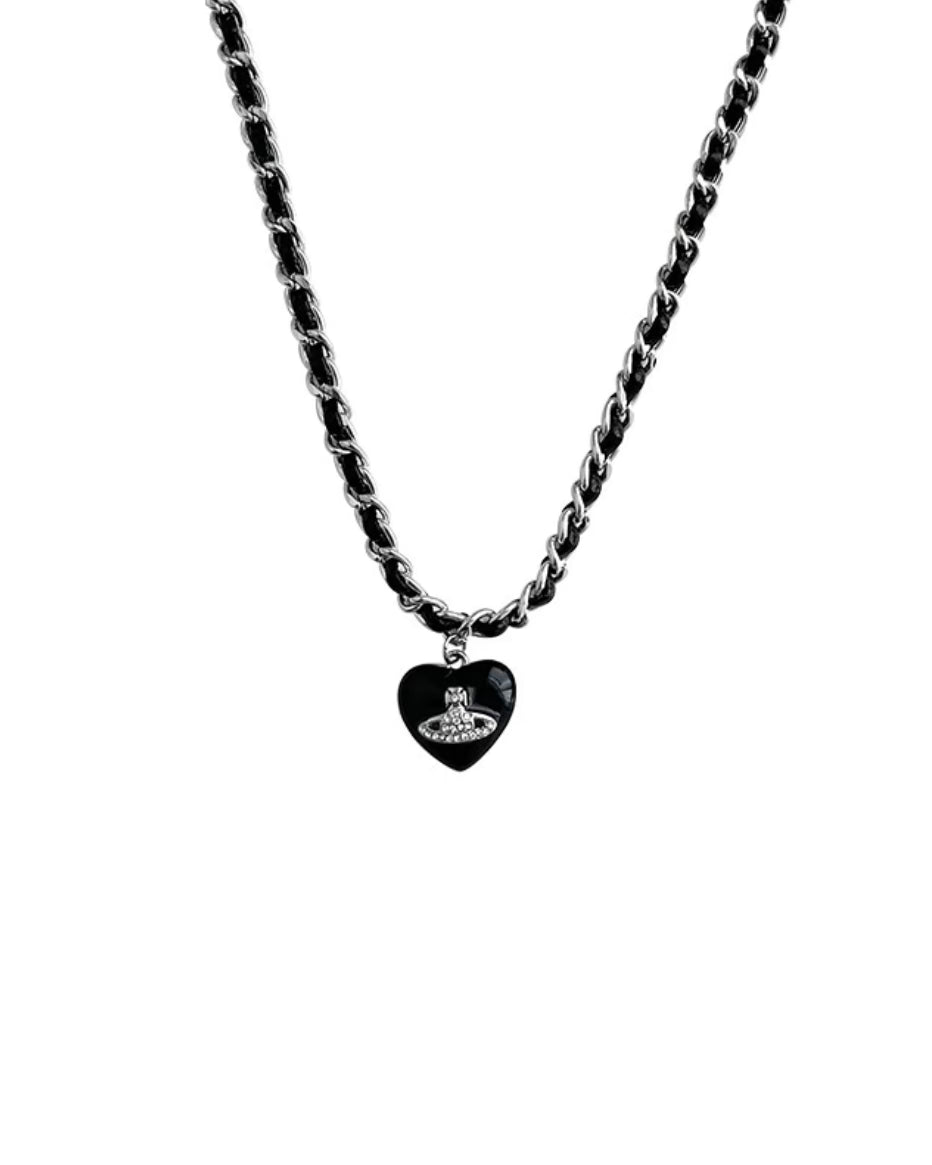 BLACK SATURN NECKLACE