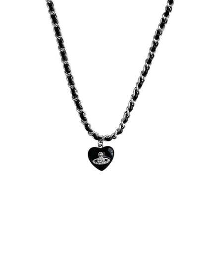 BLACK SATURN NECKLACE