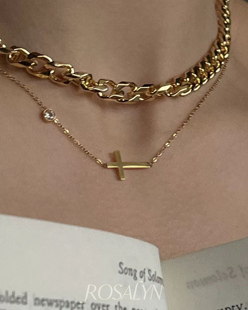 ELEGANT CHAIN CROSS NECKLACE