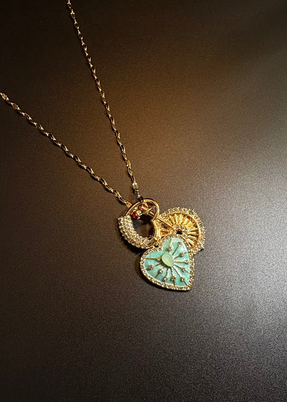 COLLIER CŒUR MENTHE